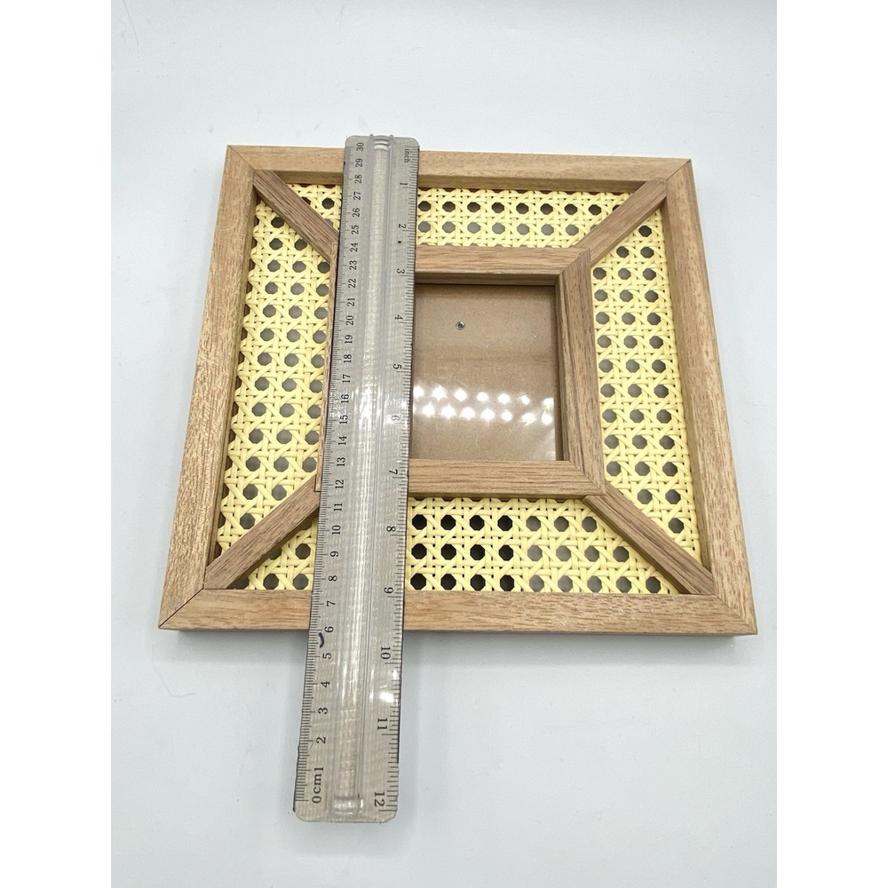 Tommy Bahama Cane Rattan Wood Caning Square Picture Frame Photo 4x4 / 9x9 - Picture 3 of 10